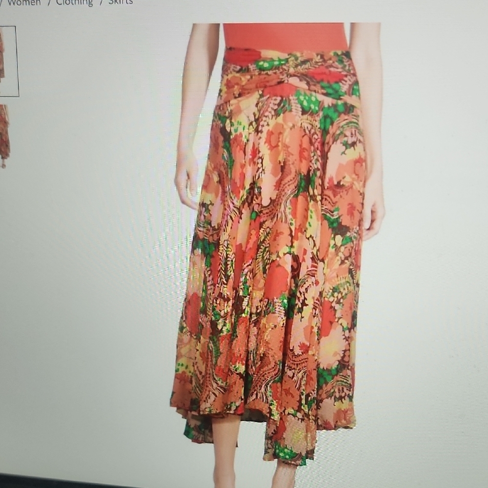 A.L.C. Ariella Silk Printed Midi Skirt Size 2
